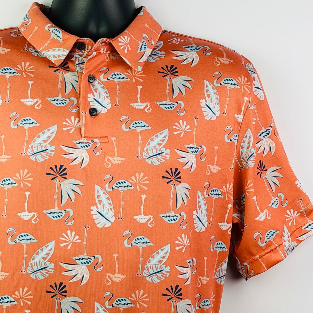 Nicklaus Golf Flamingo Tropical Print Polo Large - Picture 2 of 9